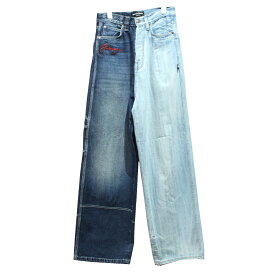 【中古】BALENCIAGA　22SS JEAN 50／50 A COUPE AMPLE ルーズフィットデストロイジーンズ デニム インディゴ サイズ：XXS 【210424】（バレンシアガ）