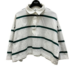 【中古】6(ROKU) BEAUTY＆YOUTH　RUGGER SHIRT SHORT　ラガーシャツ　ショート 8617-241-0351 ホワイト×グリーン サイズ：free 【230424】（ロクビューティアンドユース）