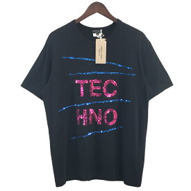 【中古】COMME des GARCONS HOMME PLUS　18SS シークイン スパンコール TECHNO テクノ Tシャツ ブラック サイズ：M 【230424】（コムデギャルソンオムプリュス）