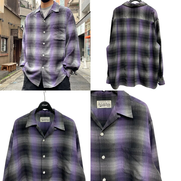 楽天市場】【中古】WACKO MARIA 23AWOmbreCheck Open Collar Shirt L 