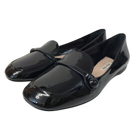 【中古】miu miu　フラットパンプス DNC667 ブラック サイズ：37 1／2(24．5) 【250424】（ミュウミュウ）