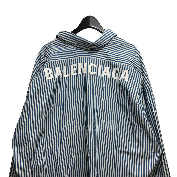楽天市場】【中古】BALENCIAGA ロゴストライプオーバーシャツロング 
