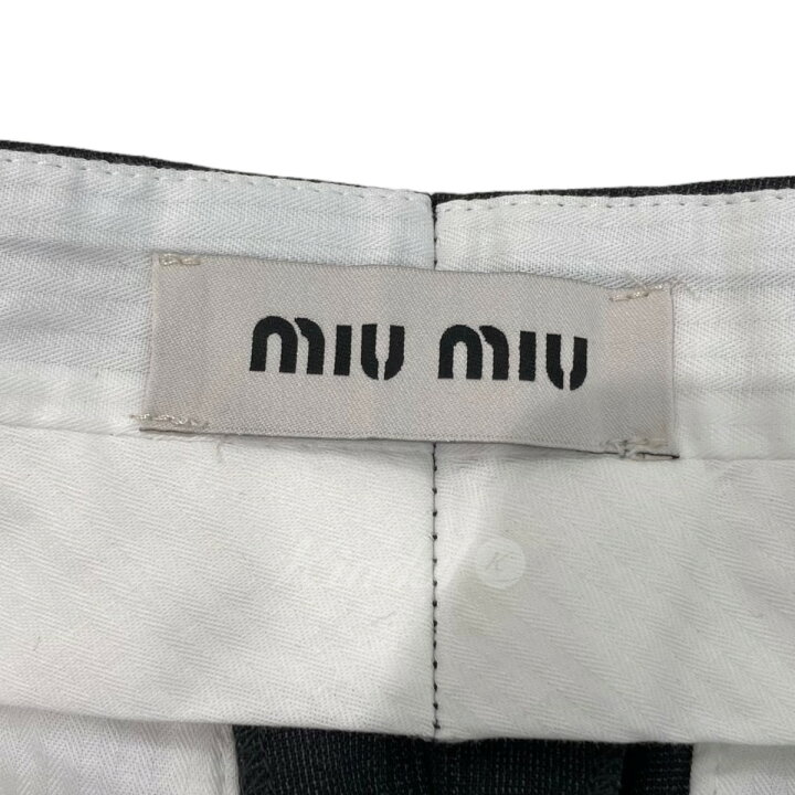 楽天市場】【中古】miu miu チェックスラックスパンツ グレー サイズ 