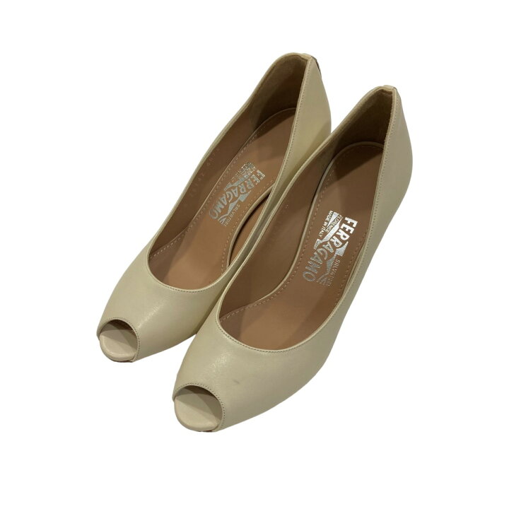 楽天市場】【中古】Salvatore Ferragamoオープントゥパンプス ベージュ 