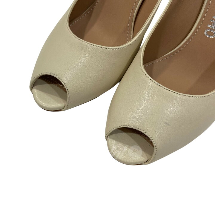 楽天市場】【中古】Salvatore Ferragamoオープントゥパンプス ベージュ 