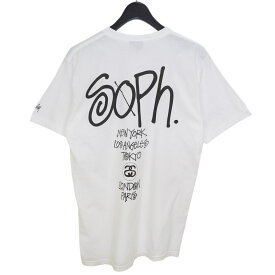 【中古】SOPHNET．×stussy　WORLD TOUR Tee ワールドツアー プリントTシャツ SOPH-150161 ホワイト サイズ：M 【240424】（ソフネット×ステューシー）