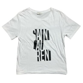 【中古】Saint Laurent Paris　POSTER T-shirt ロゴプリント 半袖カットソー／577070 ホワイト サイズ：M 【240424】（サンローランパリ）
