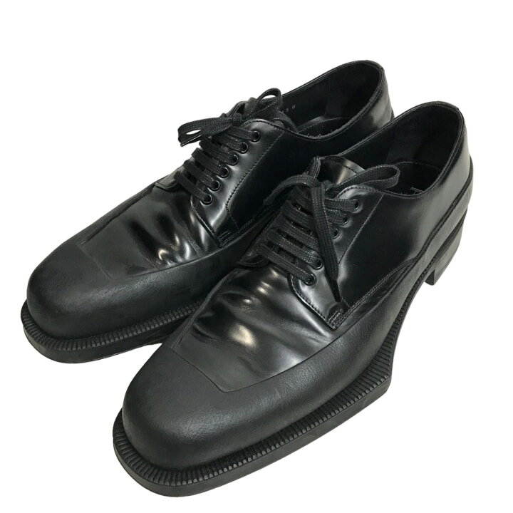 楽天市場】【中古】PRADAブラッシュドレザーダービーシューズ ブラック 