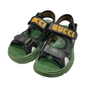 【中古】GUCCI　メッシュストラップサンダル 546064 グリーン×ブラック サイズ：8 【260424】（グッチ）