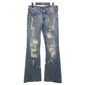 【中古】TRUE RELIGION　#503　Destroyed　デストロイタイプ　フレアデニムパンツ インディゴ サイズ：26 【270424】（トゥルーレリジョン）