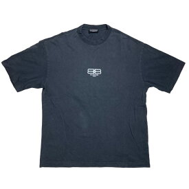 【中古】BALENCIAGA　BBロゴ刺繍 半袖Tシャツ／612966 ブラック サイズ：S 【270424】（バレンシアガ）