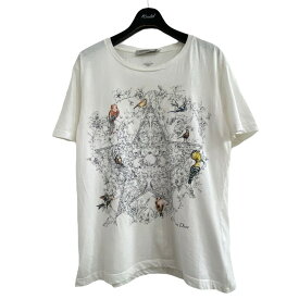 【中古】Dior　バードデザインTシャツ ホワイト サイズ：L 【270424】（ディオール）