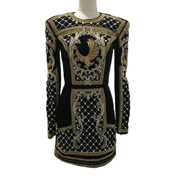 楽天市場】【中古】BALMAIN×H＆M 装飾ワンピース ブラック サイズ：32  