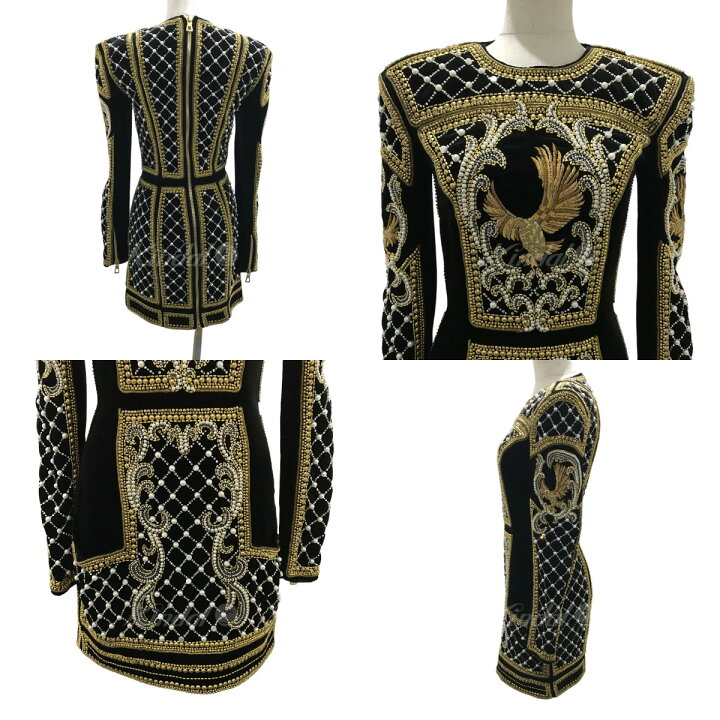 楽天市場】【中古】BALMAIN×H＆M 装飾ワンピース ブラック サイズ：32  