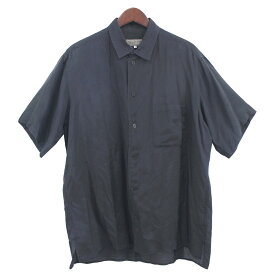 【中古】YOHJI YAMAMOTO pour homme　17SS Cupro Shirt キュプラ シャツ 半袖シャツ ネイビー サイズ：2 【300424】（ヨウジヤマモトプールオム）
