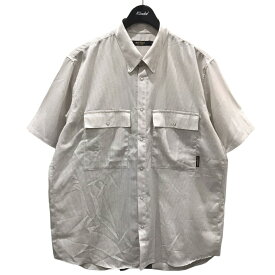 【中古】narifuri　シアーサッカーチェック柄半袖シャツ NF4039 ホワイト・ベージュ サイズ：XL 【010524】（ナリフリ）