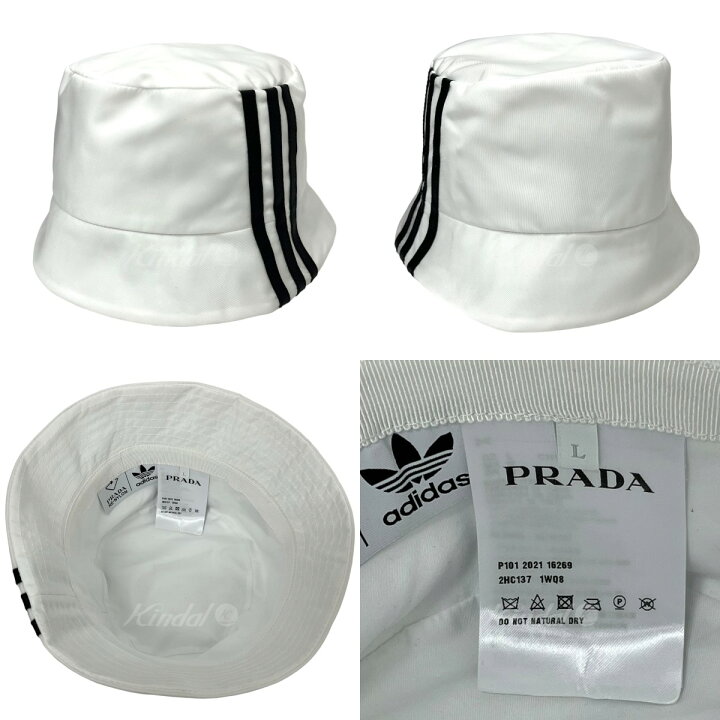 楽天市場】【中古】PRADA × adidasバケットハット ホワイト サイズ：L 