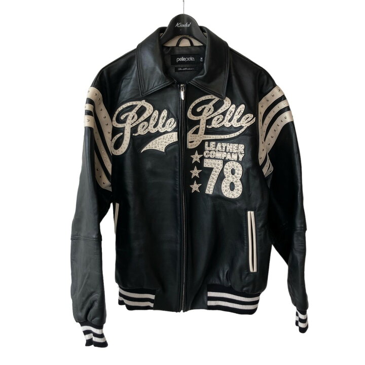 楽天市場】【中古】pellepelle ENCRUSTED VARSITY PLUSH レザー 