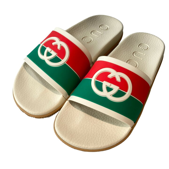 楽天市場】【中古】GUCCIラバー スライド サンダル 655461 アイボリー  