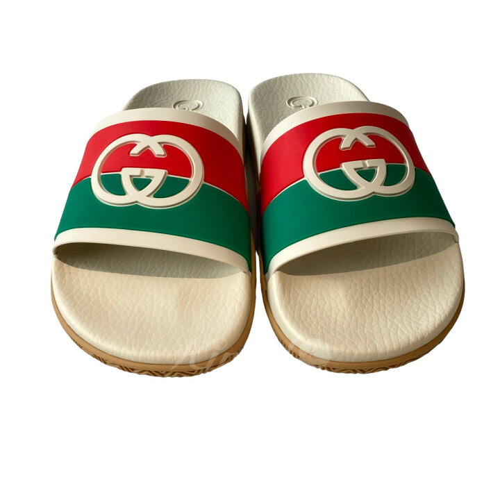 楽天市場】【中古】GUCCIラバー スライド サンダル 655461 アイボリー 