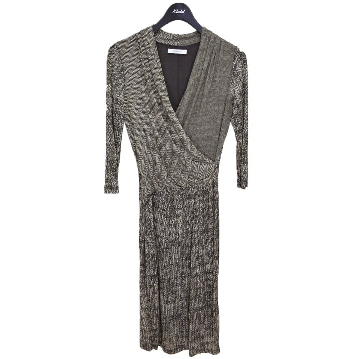 楽天市場】【中古】MaxMara 総柄カシュクールワンピース グレー 