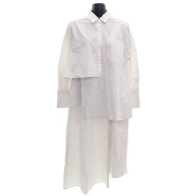 【中古】ENFOLD　レイヤードデザインシャツワンピース　300BA933-3140 ホワイト サイズ：38 【030524】（エンフォルド）