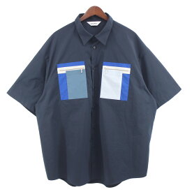 【中古】DIGAWEL　23SS Oversized S／S Shirt オーバーサイズ ポケット シャツ ネイビー サイズ：1 (オーバーサイズ) 【030524】（ディガウェル）