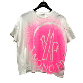 【中古】MONCLER　プリントTシャツ G10938C7B310 ホワイト x ピンク サイズ：S 【040524】（モンクレール）