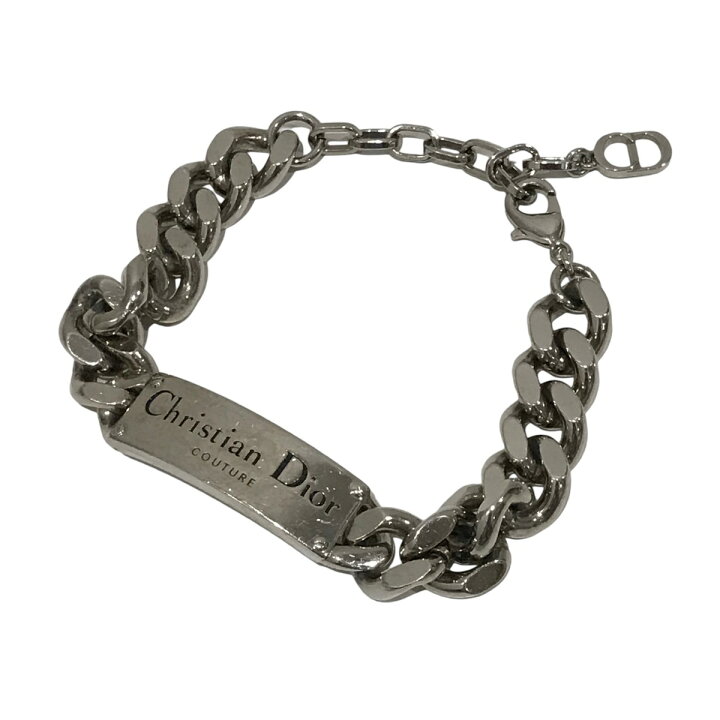 楽天市場】【中古】Christian Diorプレートロゴブレスレット シルバー 