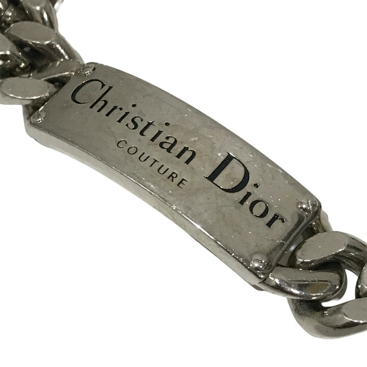 楽天市場】【中古】Christian Diorプレートロゴブレスレット シルバー 