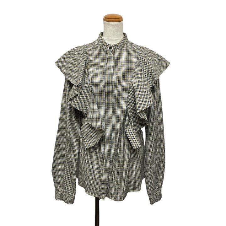 楽天市場】【中古】IRENE チェックフリルブラウス グレー×イエロー 
