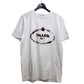 【中古】PRADA　プリントTシャツ UJN555 ホワイト サイズ：L 【080524】（プラダ）
