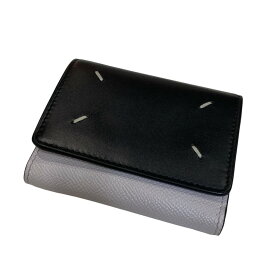 【中古】Maison Margiela　グレインレザー3つ折り財布 SA3UI0017 ブラック×ピンク 【080524】（メゾンマルジェラ）