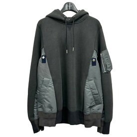 【中古】sacai　2023AW Sponge Sweat x Nylon Twill Hoodie ナイロン切替パーカー グレー サイズ：1 【100524】（サカイ）