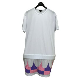 【中古】COMME des GARCONS HOMME PLUS　23SS 裾バルーンTシャツ PK-T009 ホワイト×ピンク 【110524】（コムデギャルソンオムプリュス）