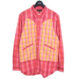 【中古】COMME des GARCONS HOMME PLUS　デザインチェックシャツ 2005SS Pink Panther AD2004 ピンク サイズ：M 【100524】（コムデギャルソンオムプリュス）