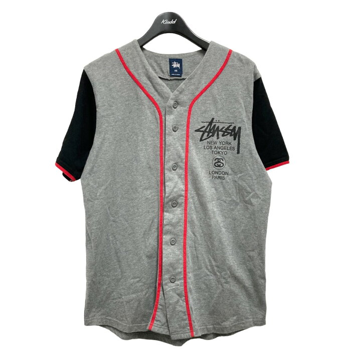 楽天市場】【中古】stussy ベースボールシャツ グレー×レッド サイズ 