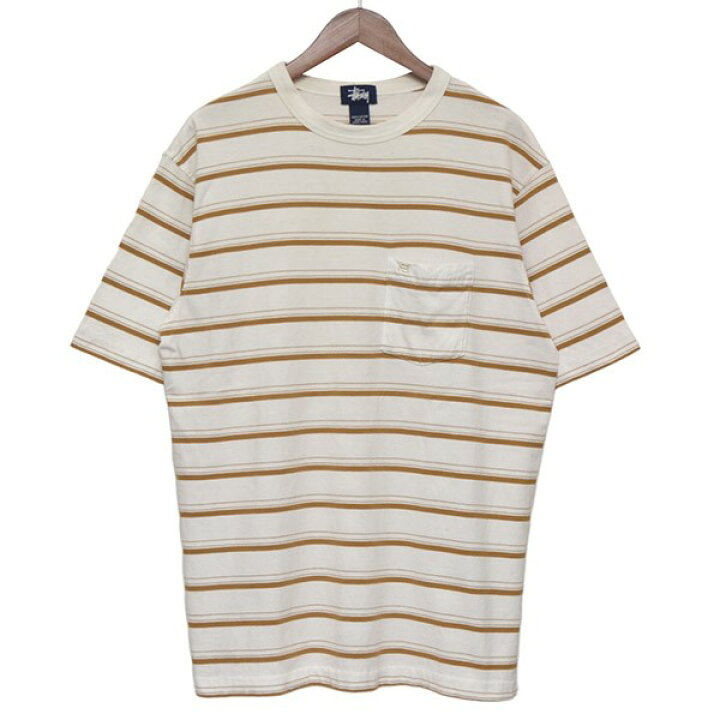 楽天市場】【中古】Stussy ボーダーTシャツ ホワイト×ブラウン サイズ 