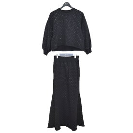 【中古】AMERI　GLOSSY SWEAT SET UP DRESS ラインストーン スウェット スカートセットアップ ブラック サイズ：M 【120524】（アメリ）