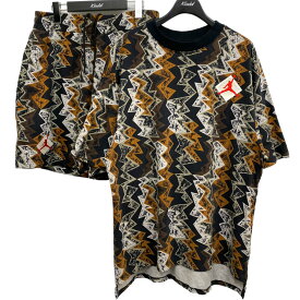 【中古】NIKE JORDAN×PATTA　JORDAN JUMPMAN T-SHIRT＆SHORTS Tシャツショーツセットアップ ブラック×オレンジ サイズ：M／M(～100cm) 【120524】（ナイキ ジョーダン パタ）