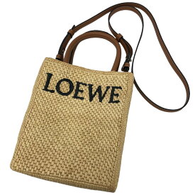 【中古】LOEWE　スタンダード A5 トートバッグ（ラフィア） ブラウン×アイボリー 【130524】（ロエベ）