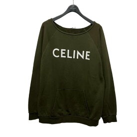 【中古】CELINE　2Y423670Q　ロゴプリントスウェット オリーブ サイズ：L 【140524】（セリーヌ）