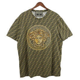 【中古】FENDACE　22SS FENDI Versace FENDACE FF T-Shirt コラボ Tシャツ ブラウン サイズ：XL 【140524】（フェンダーチェ）
