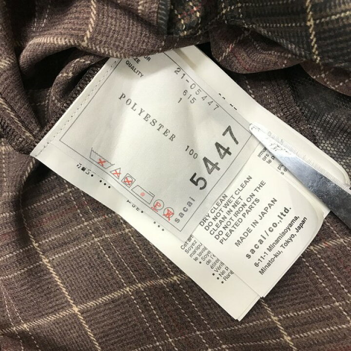 楽天市場】【中古】sacaiネックリボン プリーツ シースルー チェック 