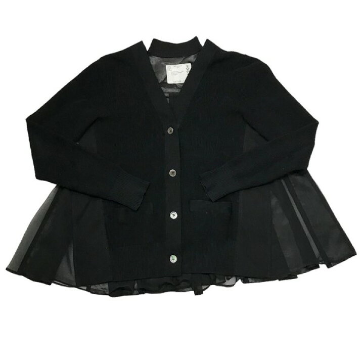 楽天市場】【中古】sacai レース切替 カーディガン ブラック サイズ：1  