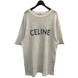 【中古】CELINE　メッシュコットンオーバーサイズロゴプリントTシャツ 2X59A950P ホワイト サイズ：S 【160524】（セリーヌ）