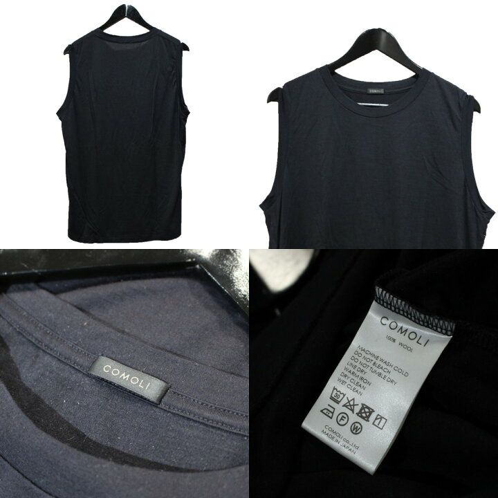 楽天市場】【中古】COMOLI 22SS ウール天竺 ノースリーブ ネイビー 