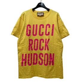 【中古】GUCCI　GUCCI ROCK HUDSON プリントTシャツ 615044 イエロー サイズ：XS 【180524】（グッチ）