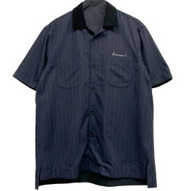 【中古】sacai　23SScotton and rayon twill short sleeve shirtボウリング ネイビー サイズ：1 【170524】（サカイ）