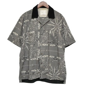 【中古】sacai×Dr Woo　2020AW　Bandana Print Shirt　バンダナプリントシャツ グレー×ブラック サイズ：3 【180524】（サカイ×ドクターウー）